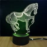 Shining Td068 Creative Gift 7 Color Changing Horse Style Touch 3D LED Night Light