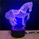 Shining Td068 Creative Gift 7 Color Changing Horse Style Touch 3D LED Night Light