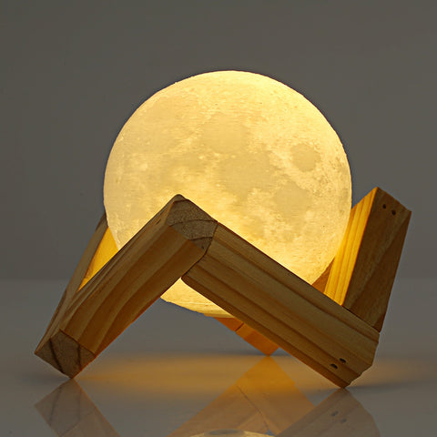 UE3D018 Rechargeable Touch Switch 3D Print Moon Lamp Decor Gift