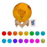 RGB Color Change Rechargeable 3D Print Earth Lamp