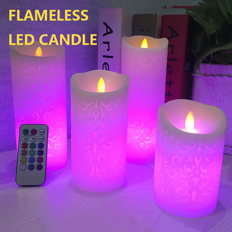 Flameless Electronic Candle Night Light LED Candle With RGB Remote Control Wax Pillar Candle For Home Party Wedding Decoration