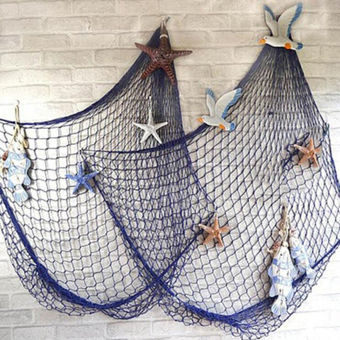 Fish Net Hanging Ornaments Decoration Mediterranean Style Nautical Ocean Theme Home Fishing Net Photo Wall Decor Marine Hanging