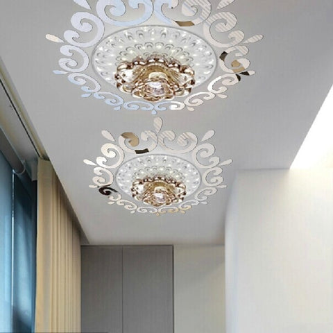 Top ceilling mirror wall sticker , top lighting the ceiling Chandelier around decorative mirror frame sticker ,70x70cm DIY mirro