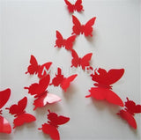 Free shipping 12pcs PVC 3d Butterfly wall decor cute Butterflies wall stickers art Decals home Decoration room wall art