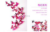 Free shipping 12pcs PVC 3d Butterfly wall decor cute Butterflies wall stickers art Decals home Decoration room wall art