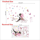 Romantic Floral Fairy Swing Wall Stickers for Kids Room Wall Decor Bedroom Living Room Children Girls Room Decal Poster Mural