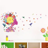 Romantic Floral Fairy Swing Wall Stickers for Kids Room Wall Decor Bedroom Living Room Children Girls Room Decal Poster Mural