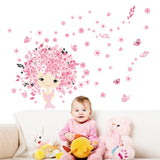 Romantic Floral Fairy Swing Wall Stickers for Kids Room Wall Decor Bedroom Living Room Children Girls Room Decal Poster Mural