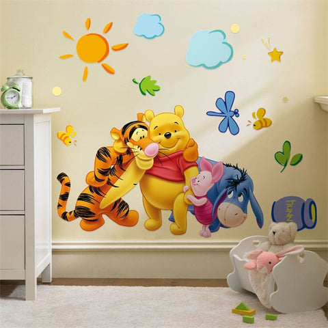 Winnie the Pooh friends wall stickers for kids rooms decorative sticker adesivo de parede removable pvc wall decal