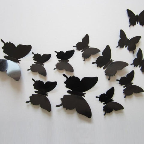 12 Pcs/Lot PVC 3D DIY Butterfly Wall Stickers Home Decor Poster for Kitchen Bathroom Adhesive to Wall Decals Decoration