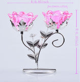 Crystal Candle Holder Crystal Double Rose Tea Light Candlestick Holder Centerpiece Wedding Decor home centerpieces