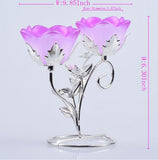 Crystal Candle Holder Crystal Double Rose Tea Light Candlestick Holder Centerpiece Wedding Decor home centerpieces