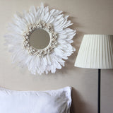 Modern INS Handmade tapestry feather glass mirror wall decorative mirrored art