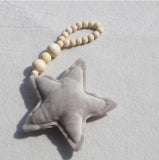 Nordic Wooden Beads Ornament Double Star Moon Kids Room Decoration Baby Crib Tent Hanging Pendant Wall Decor Photography Props