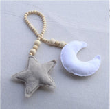 Nordic Wooden Beads Ornament Double Star Moon Kids Room Decoration Baby Crib Tent Hanging Pendant Wall Decor Photography Props