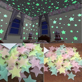 100PC Kids Bedroom Fluorescent Glow In The Dark Stars Glow Wall Stickers Stars Luminous luminous glow sticker color 8.13