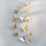 12 Pcs/Set 3D Wall Stickers Butterfly Hollow Paper 3Sizes Silver Gold for Fridge Stickers Home Party Wedding Decor Free Shipping