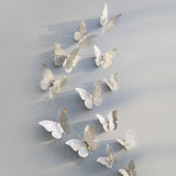 12 Pcs/Set 3D Wall Stickers Butterfly Hollow Paper 3Sizes Silver Gold for Fridge Stickers Home Party Wedding Decor Free Shipping