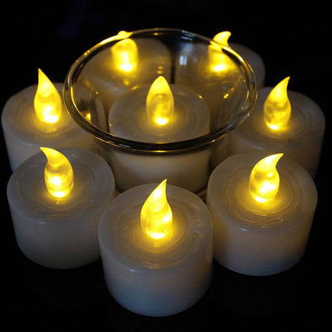 12pcs Mini Warm White velas led decorativas led Amber Glow vela de led Small candele kaarsen with battery