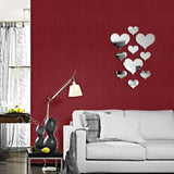 10pcs Love Heart Acrylic 3D Mirror Wall Sticker Mural Decal Removable Stickers   L1025