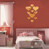 10pcs Love Heart Acrylic 3D Mirror Wall Sticker Mural Decal Removable Stickers   L1025