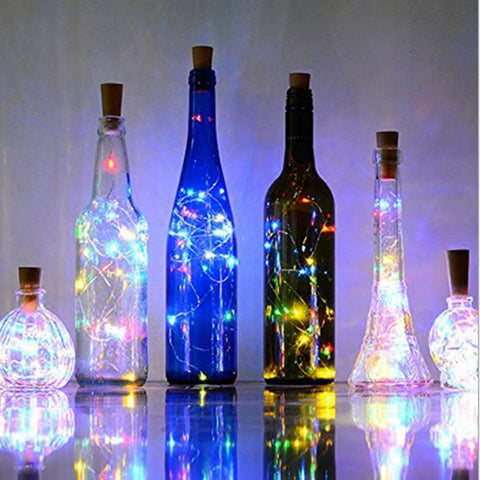 2M 20 LEDS Wine Bottle Lights With Cork Built In Battery LED Cork Shape Silver Copper Wire Colorful Fairy Mini String Lights