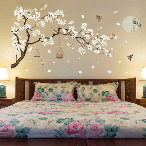 187*128cm Big Size Tree Wall Stickers Birds Flower Home Decor Wallpapers for Living Room Bedroom DIY Vinyl Rooms Decoration