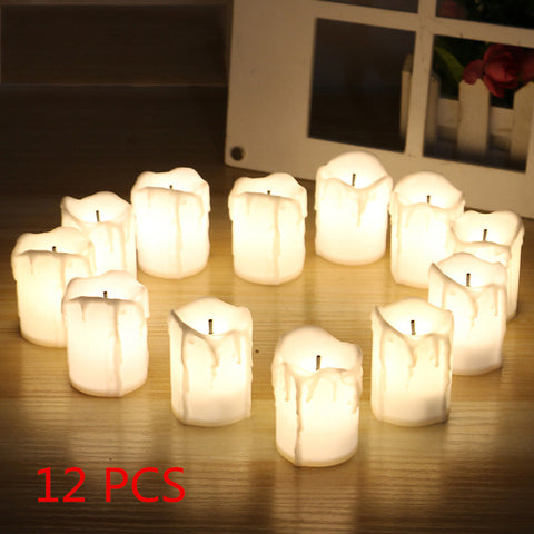 12Pcs 3 Color Flameless LED Tealight Candles Holiday Wedding Party Mother's Day Decor Battery Operated Candles photophore DIY