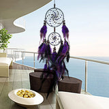 Purple Feather Crafts Dream Catcher Wind Chimes Handmade Indian Dreamcatcher Net for Wall Hanging Car Home Decor Gift