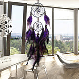 Purple Feather Crafts Dream Catcher Wind Chimes Handmade Indian Dreamcatcher Net for Wall Hanging Car Home Decor Gift