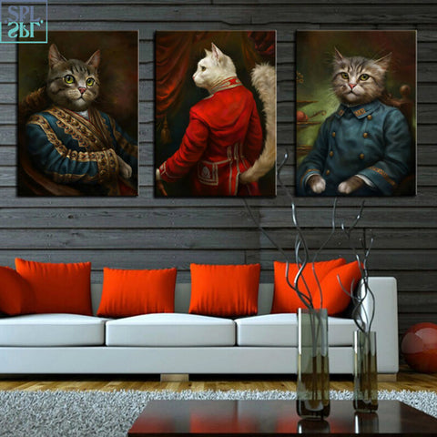 Vintage Style Home Decoration Animals Canvas Painting Cardinal Cat Portrait Posters Hd Print Nordic Wall Art Picture for Bedroom