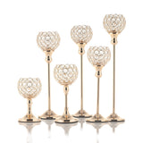 Gold Crystal Tealight Candle Holders Candlesticks Stand for Wedding Table Centerpieces Father's Day Home Decoration,6 Sizes