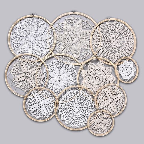 1 Set DIY Large Doily Lace Dream Catcher Set Wedding Background Room Decoration Dreamcatcher attrape reve