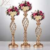 10PCS Gold Flower Vases Candle Holders Rack Stands Wedding Decoration Road Lead Table Centerpiece Pillar Party Event Candlestick